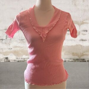 Women's Pink Ruffled Women's Top Size Medium